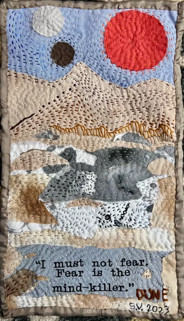 I must not fear embroidered collage by Susana Vizcarra