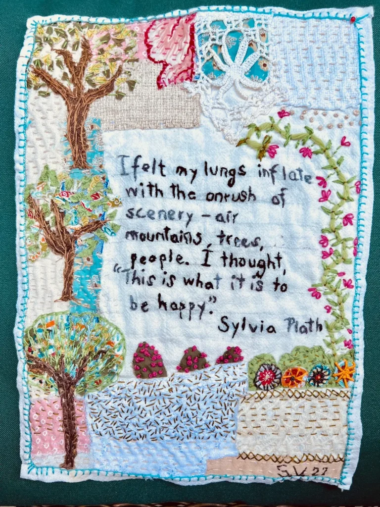 This is happy embroidered collage by Susana Vizcarra