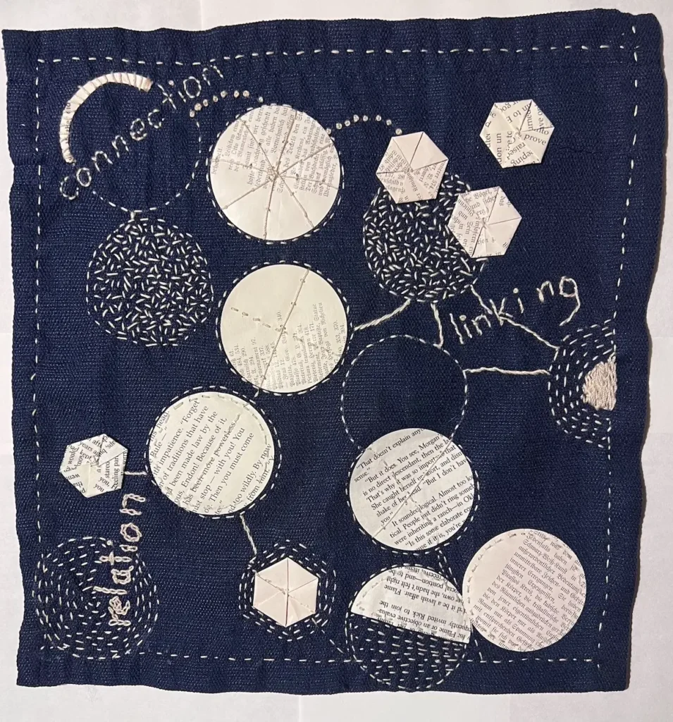 Connections embroidered collage by Susana Vizcarra